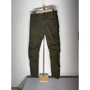 Smoke Rise Jeans Mens 36x34 Green Skinny Stretch Black Stripe Streetwear